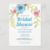 Hübsches Brautparty Wasserfarbe Einladung Postkarte (Vorderseite)