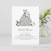 Hübsches Brautparty Weiß und Silber Einladung (Stehend Vorderseite)