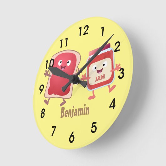 Hübsches Brot und Marmelade Runde Wanduhr (Winkel)