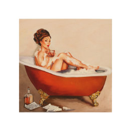 Hübsches Brünettes Pinup Giro del Malcantone Holzdruck