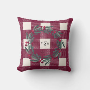 Hübsches Buffalo Karo Monogram Red Hübsch Girl Kissen