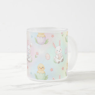 Hübsches Bunny Chick & Lamm Oster Muster Mattglastasse