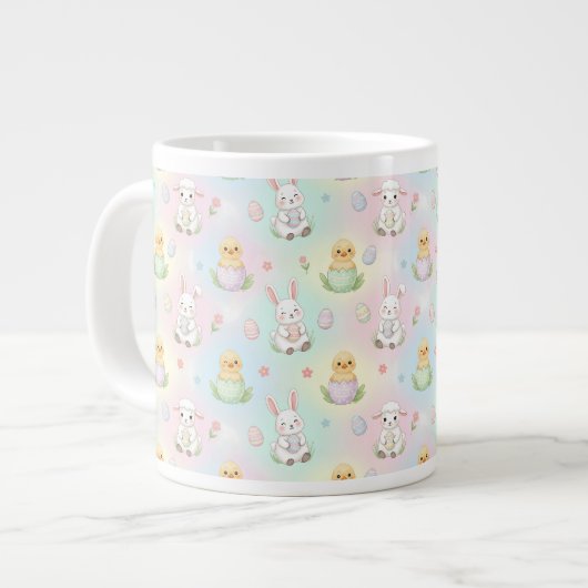 Hübsches Bunny Chick & Lamm Ostermuster Jumbo-Tasse (Vorderseite Links)