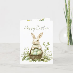 Hübsches Bunny Watercolor Blumenoster Feiertagskarte