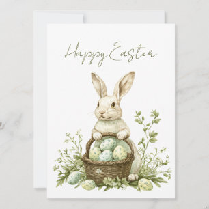Hübsches Bunny Watercolor Blumenoster Feiertagskarte