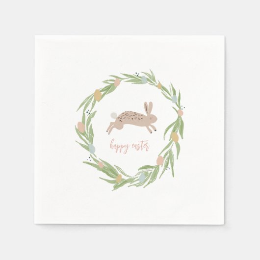 Hübsches Bunny Watercolor Happy Ostern Napkins Serviette (Vorderseite)