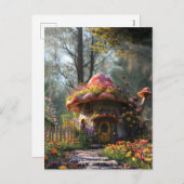 Hübsches buntes Pilzhaus Feiertagspostkarte (Vorne/Hinten)