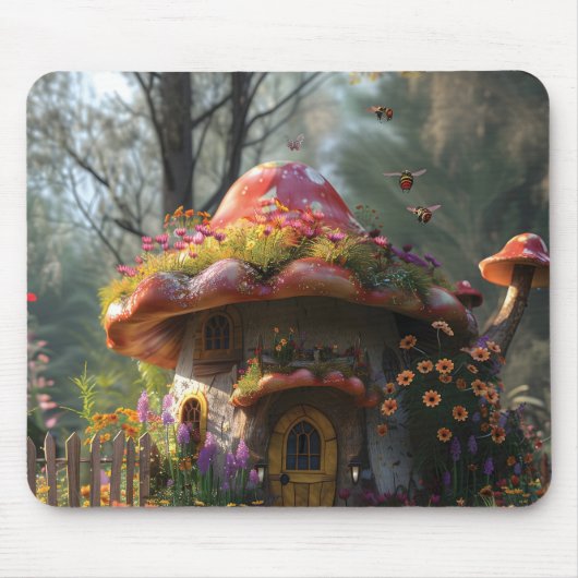 Hübsches buntes Pilzhaus Mousepad (Vorne)