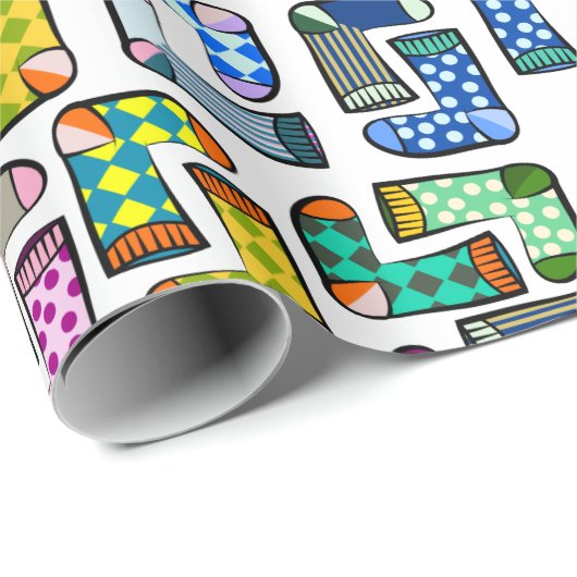Hübsches, buntes Sockenmuster Geschenkpapier (Rolleneckpunkt)