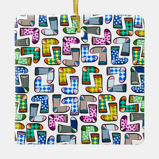 Hübsches, buntes Sockenmuster Keramikornament (Vorderseite)