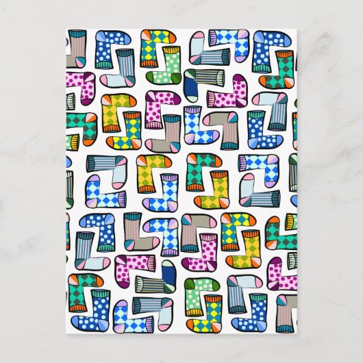 Hübsches, buntes Sockenmuster Postkarte (Vorderseite)
