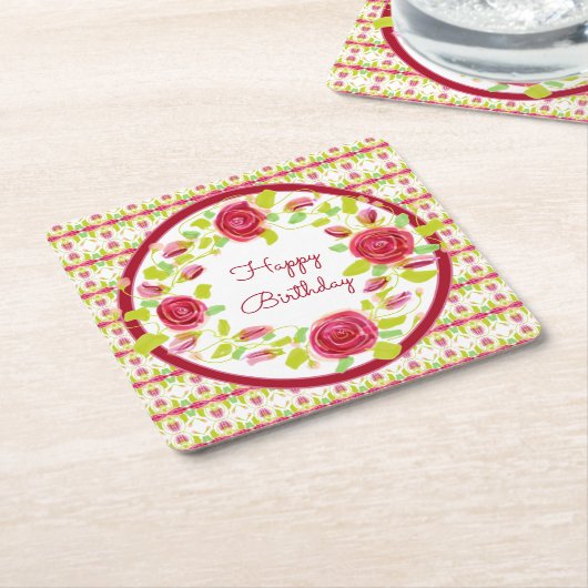 Hübsches Burgund und Rosa Blütendesign Rechteckiger Pappuntersetzer (angewinkelt)