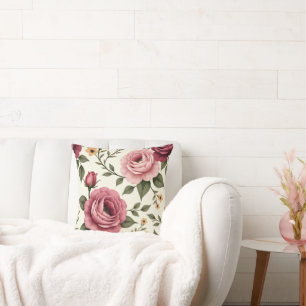 Hübsches Burgund und Rosa Rose Kissen