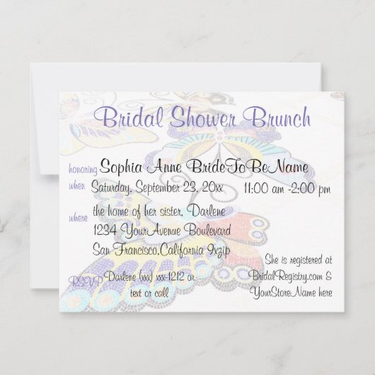 Hübsches Butterfly-Brautparty Brunch Einladung (Vorderseite)