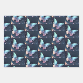 Hübsches Butterfly-Papier Flachblatt Set 3 Geschenkpapier Set