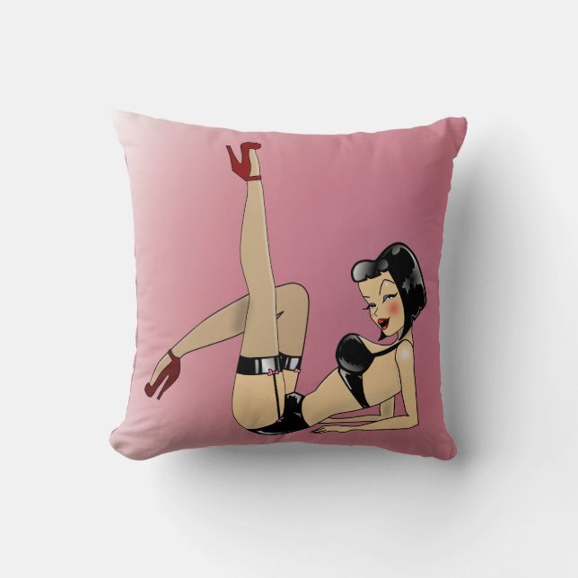 Hübsches Button oben in der schwarzen Wäsche! Kissen (Vorderseite)