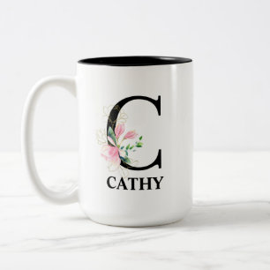 Hübsches C monogrammiertes Initial Zweifarbige Tasse