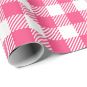 Hübsches Candy Rosa und Weißes Buffalo Kariert Geschenkpapier (Rolleneckpunkt)