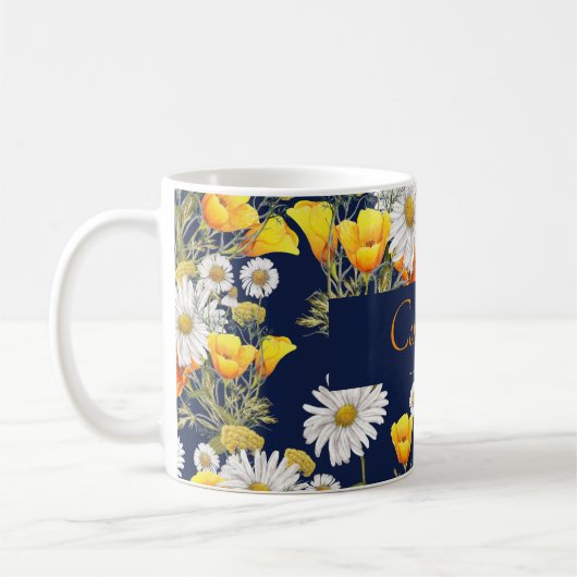 Hübsches Chamomile & Poppies Muster Personalisiert Kaffeetasse (Links)