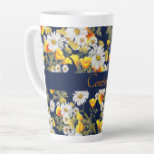 Hübsches Chamomile & Poppies Muster Personalisiert Milchtasse (Linke Ecke)