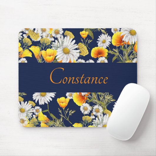 Hübsches Chamomile & Poppies Muster Personalisiert Mousepad (Mit Mouse)