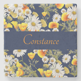 Hübsches Chamomile & Poppies Muster Personalisiert Steinuntersetzer