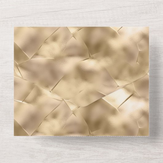 Hübsches Champagner Gold Glam All In One Einladung (Rückseite)