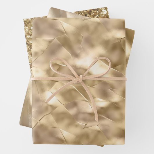 Hübsches Champagner Gold Glam Geschenkpapier Set (Beispiel)