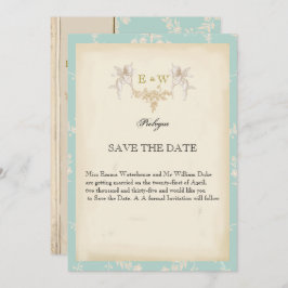 Hübsches Cherub-Buch mit blass blauen Hochzeiten Save The Date