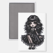 Hübsches Chibi-Gothic-Mädchen-Magnet Dunkle Ästhet Magnet (Vorderseite/Rückseite)