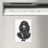 Hübsches Chibi-Gothic-Mädchen-Magnet Dunkle Ästhet Magnet (In Situ (Geschirrspüler))
