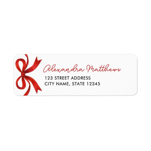 Hübsches Chic rotes Schleife Weihnachts-Adresse (Vorne)