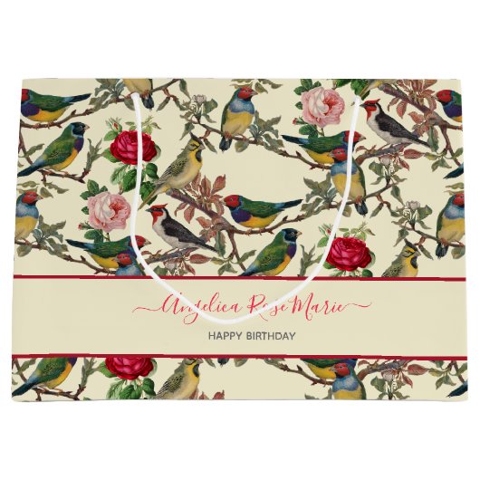 Hübsches Chintzy Viktorianisch Scrapbook Birds Des Große Geschenktüte (Vorderseite)