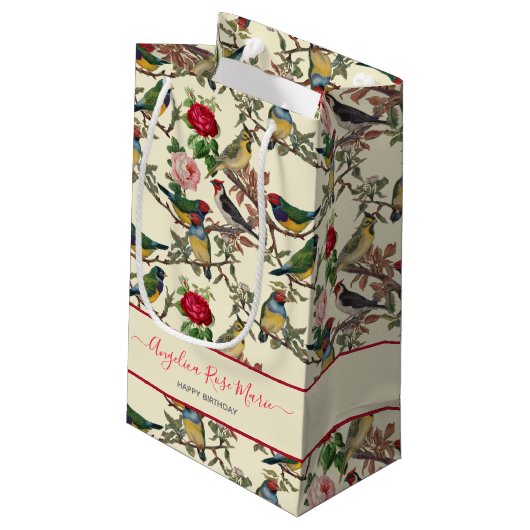 Hübsches Chintzy Viktorianisch Scrapbook Birds Des Kleine Geschenktüte (Rückseite Schrägansicht)