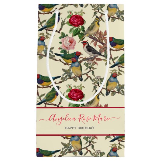 Hübsches Chintzy Viktorianisch Scrapbook Birds Des Kleine Geschenktüte (Vorderseite)