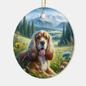 Hübsches Cocker Spaniel Andenken Keramik Ornament (Links)