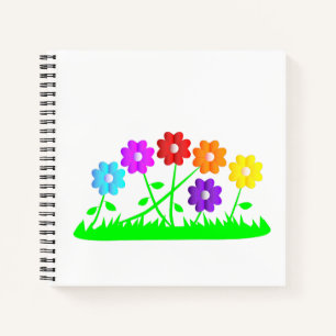 Hübsches Comic Cartoon Kunstfarben Blume Gras Notizblock