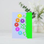 Hübsches Comic Cartoon Kunstfarben Blume Gras Postkarte (Stehend Vorderseite)