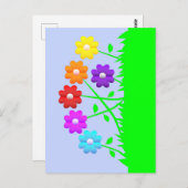 Hübsches Comic Cartoon Kunstfarben Blume Gras Postkarte (Vorne/Hinten)
