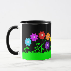 Hübsches Comic Cartoon Kunstfarben Blume Gras Tasse