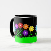 Hübsches Comic Cartoon Kunstfarben Blume Gras Tasse (Vorderseite Links)