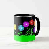 Hübsches Comic Cartoon Kunstfarben Blume Gras Tasse (VorderseiteRechts)