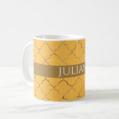 Hübsches Daffodidgold Quatrefolie Personalisiert Kaffeetasse (Vorderseite Links)