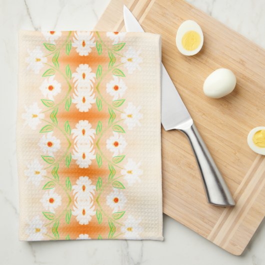 Hübsches Daisy Print Teetuch mit Orange Geschirrtuch (Viertel Falte)