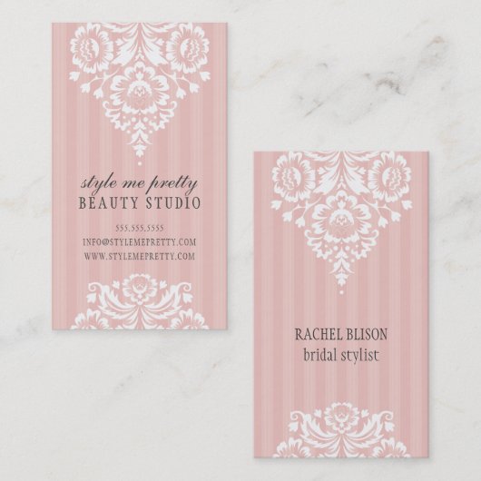 HÜBSCHES DESIGN, einfach, blass, blassrosa, grau Visitenkarte (Vorne/Hinten)