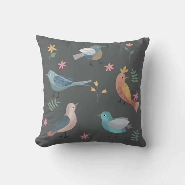 Hübsches Design für Vögel und Blume Kissen (Vorderseite)