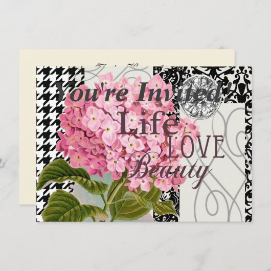 Hübsches Design im Muster Damask Einladung (Vorne/Hinten)