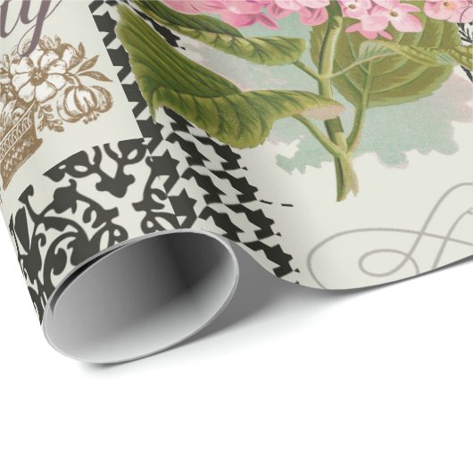 Hübsches Design im Muster Damask Geschenkpapier (Rolleneckpunkt)