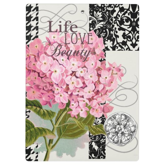 Hübsches Design im Muster Damask Klemmbrett (Rückseite)