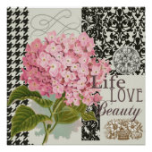 Hübsches Design im Muster Damask Poster (Vorderseite)